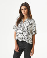 Women's Resort Print Straight Shirt in Viscose, Berth - 2