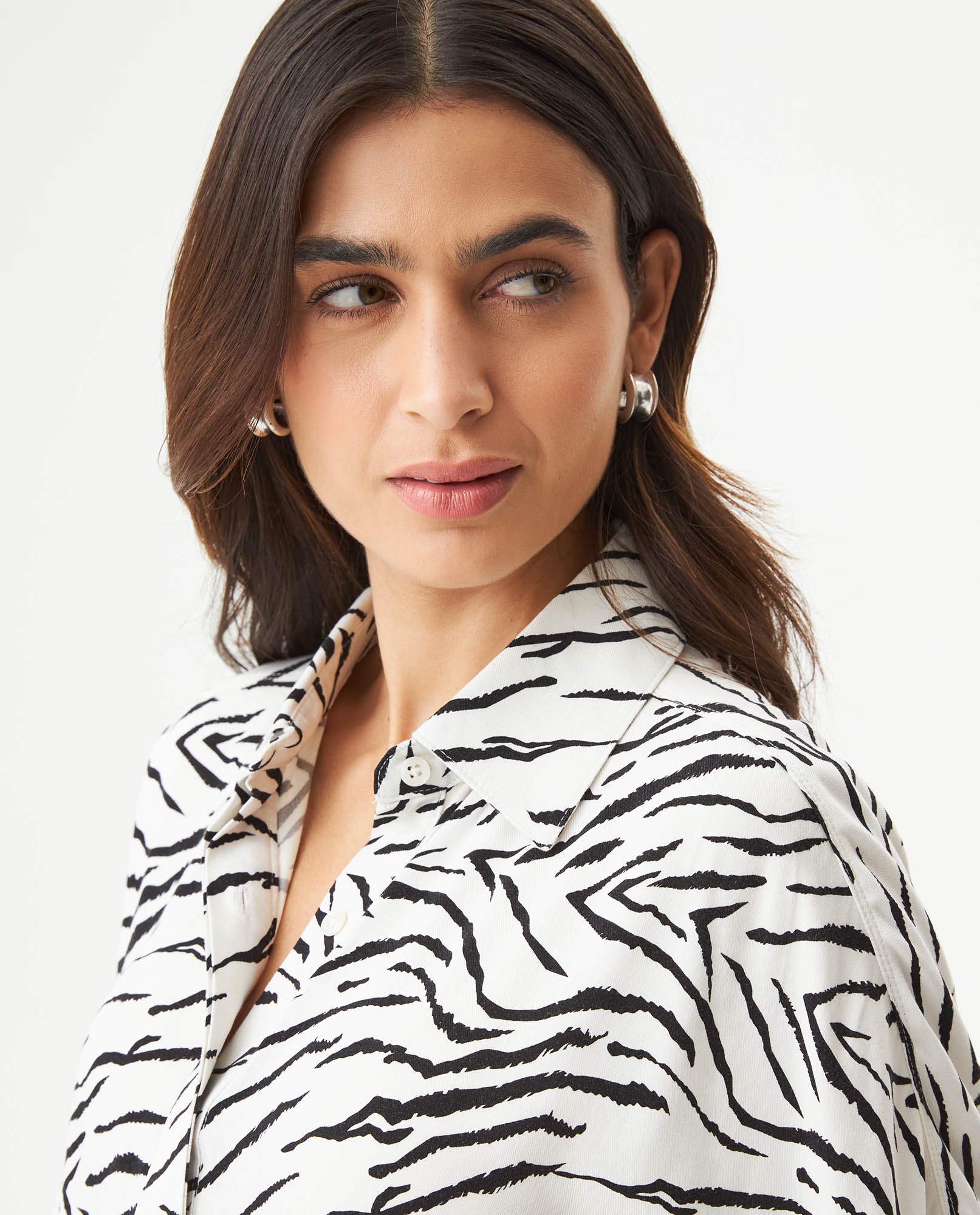 Women's Resort Print Straight Shirt in Viscose, Berth - 4