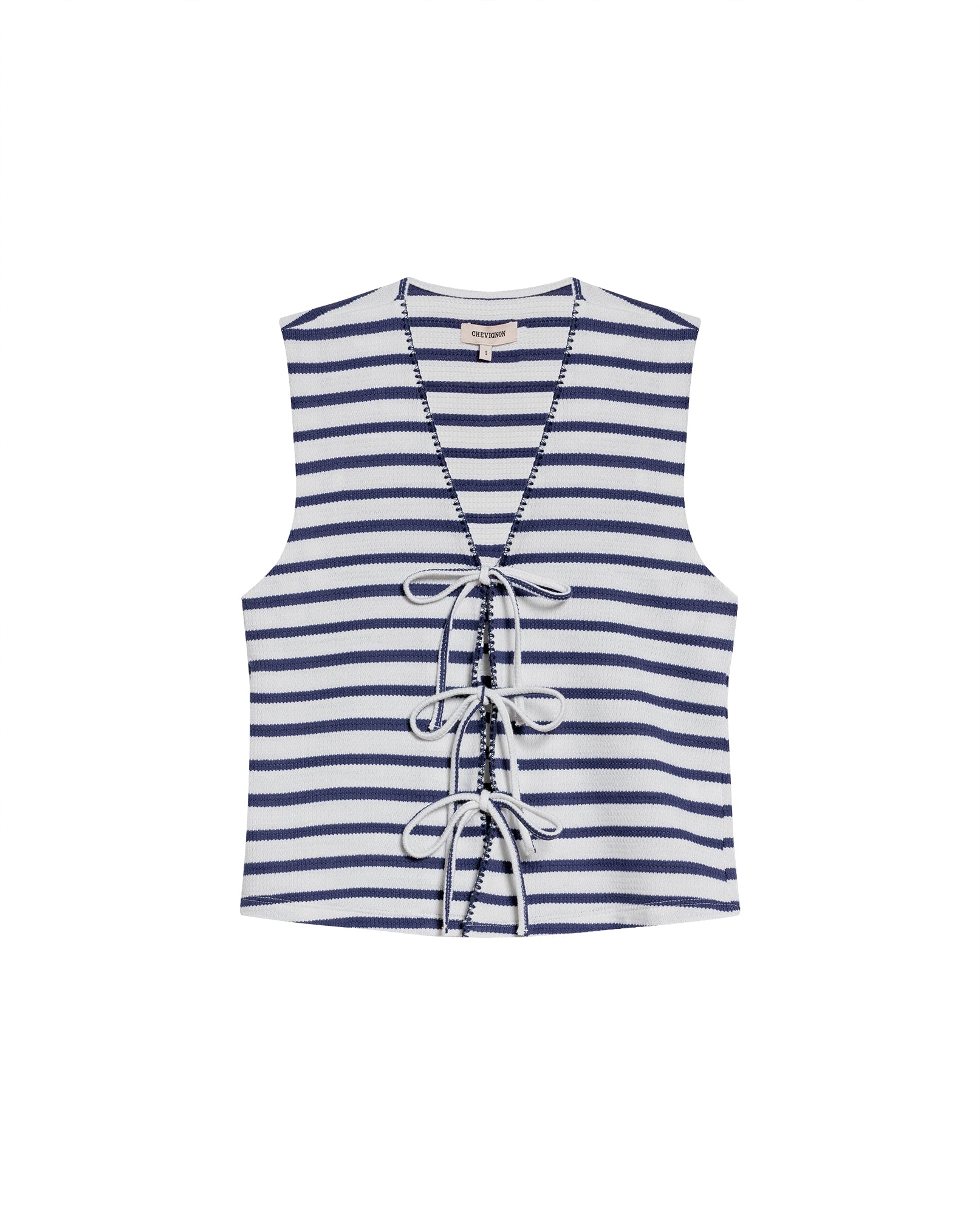 Women's Decorative V-Neck Sleeveless Shirt in Polyester-Cotton Blend, Moonlight - 1