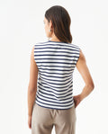 Women's Decorative V-Neck Sleeveless Shirt in Polyester-Cotton Blend, Moonlight - 5