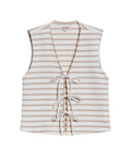 Women's Decorative V-Neck Sleeveless Shirt in Polyester-Cotton Blend, Moonlight - 1