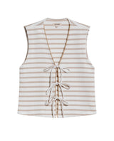 Women's Decorative V-Neck Sleeveless Shirt in Polyester-Cotton Blend, Moonlight - 1