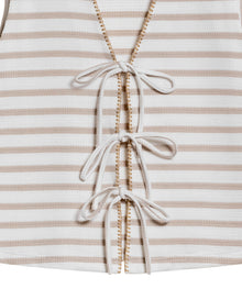 Women's Decorative V-Neck Sleeveless Shirt in Polyester-Cotton Blend, Moonlight - 2