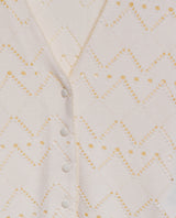 Women's Embroidered V-Neck Short Sleeve Blouse in Polyester Stretch, Stardust - 7