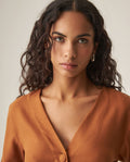 Women´s V-Neck Blouse - Brown 63_719H014_CAF171142_4