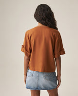 Women´s V-Neck Blouse - Brown 63_719H014_CAF171142_5