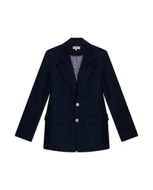 Womens Blazer Smart Polyester Blend Technical Mix Lapel Collar - Blue 63_721H000_AZU194023_3