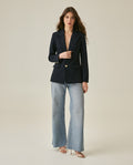 Womens Blazer Smart Polyester Blend Technical Mix Lapel Collar - Blue 63_721H000_AZU194023_4