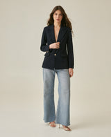Womens Blazer Smart Polyester Blend Technical Mix Lapel Collar - Blue 63_721H000_AZU194023_4