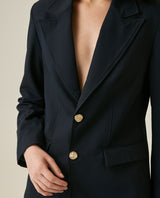 Womens Blazer Smart Polyester Blend Technical Mix Lapel Collar - Blue 63_721H000_AZU194023_5