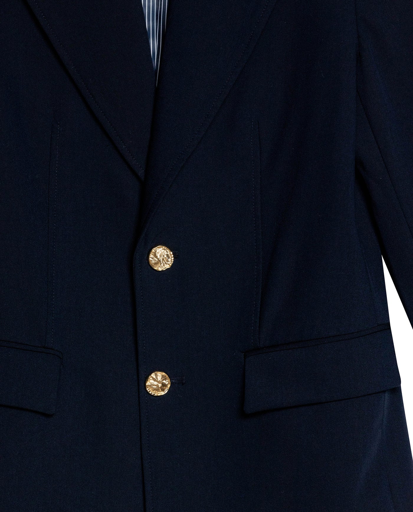 Womens Blazer Smart Polyester Blend Technical Mix Lapel Collar - Blue 63_721H000_AZU194023_8