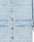 Womens Jacket Trucker Cotton Denim Light Wash Leather Collar - Blue 63_721H002_AZU193923_8