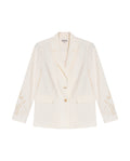 Womens Blazer Cuff Embroidery Linen Blend Flower Sleeve Embroidery - Raw 63_721H003_CRU110103_3
