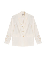 Womens Blazer Cuff Embroidery Linen Blend Flower Sleeve Embroidery - Raw 63_721H003_CRU110103_3