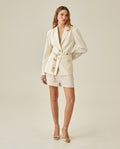 Womens Blazer Cuff Embroidery Linen Blend Flower Sleeve Embroidery - Raw 63_721H003_CRU110103_4