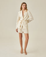 Womens Blazer Cuff Embroidery Linen Blend Flower Sleeve Embroidery - Raw 63_721H003_CRU110103_4