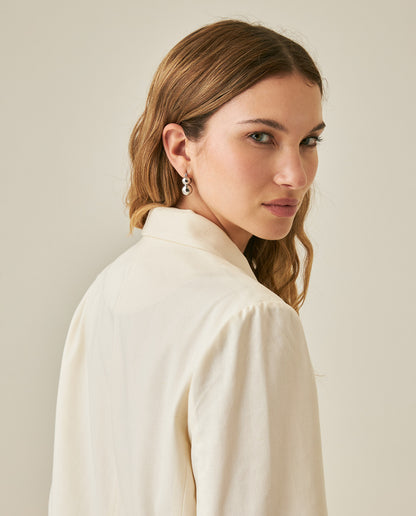 Womens Blazer Cuff Embroidery Linen Blend Flower Sleeve Embroidery - Raw 63_721H003_CRU110103_7