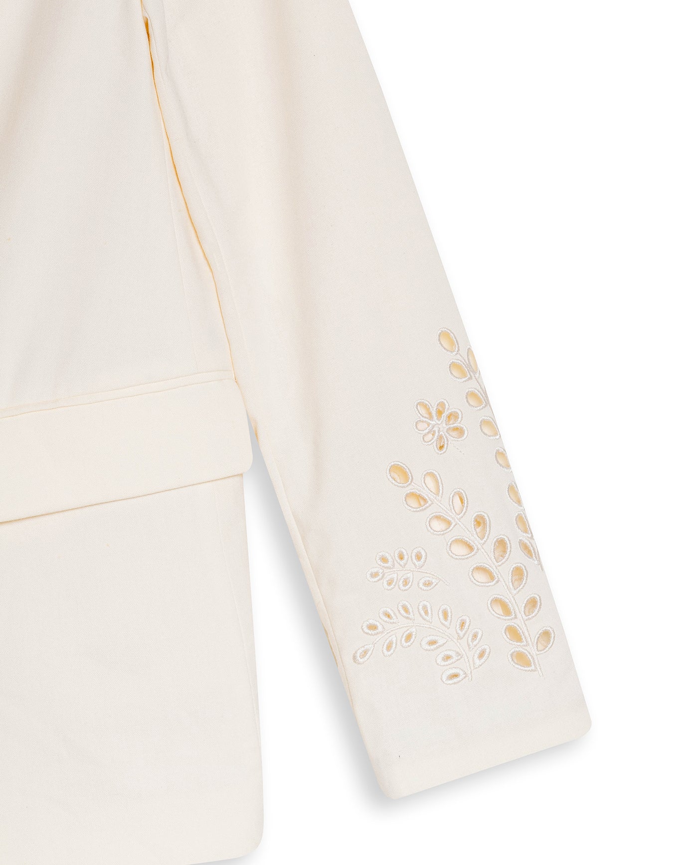 Womens Blazer Cuff Embroidery Linen Blend Flower Sleeve Embroidery - Raw 63_721H003_CRU110103_8