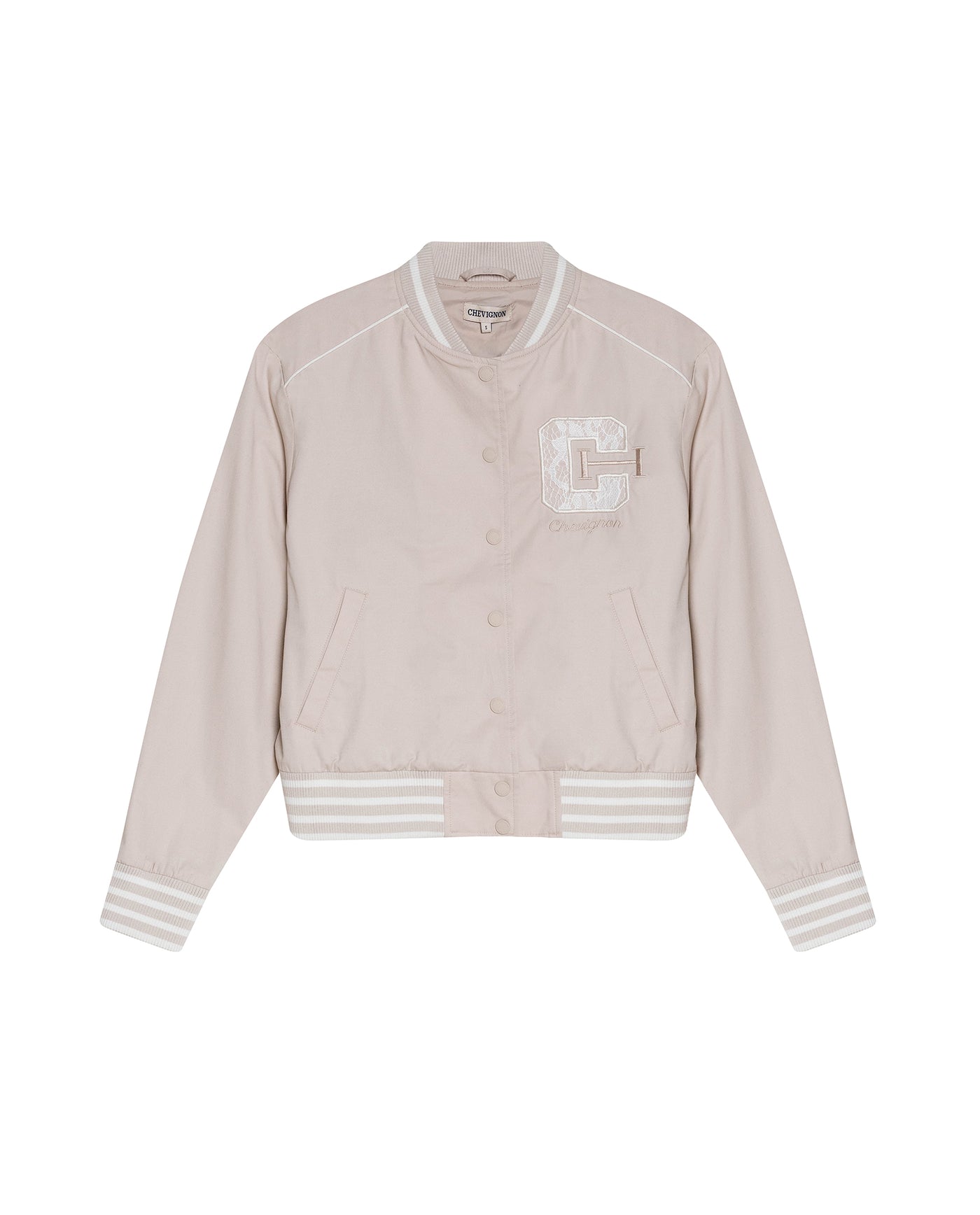 Womens Jacket Lace Embroidery Preppy Look Cotton - Beige 63_721H004_BEI140002_3