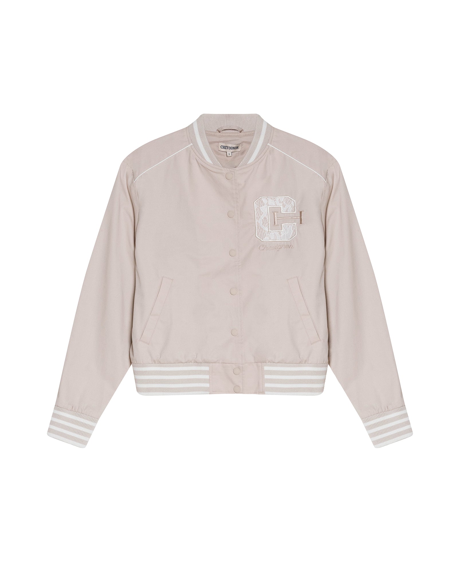 Womens Jacket Lace Embroidery Preppy Look Cotton - Beige 63_721H004_BEI140002_3