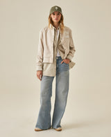 Womens Jacket Lace Embroidery Preppy Look Cotton - Beige 63_721H004_BEI140002_4