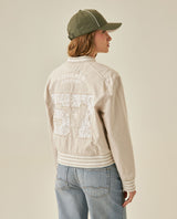 Womens Jacket Lace Embroidery Preppy Look Cotton - Beige 63_721H004_BEI140002_6