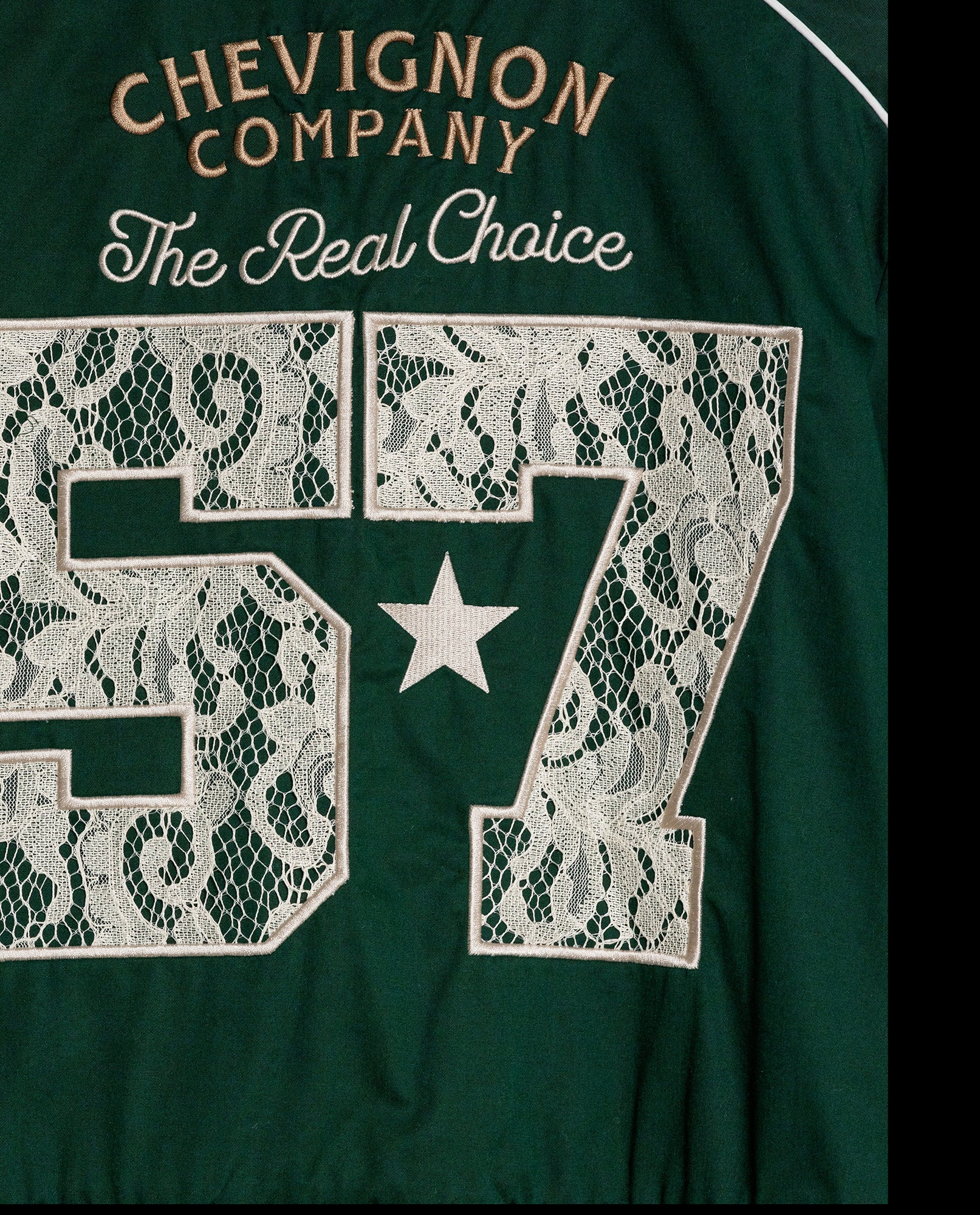 Womens Jacket Lace Embroidery Preppy Look Cotton - Dark Green 63_721H004_VER195406_8