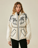 Womens Jacket Parka Style Quilted Polyester Raw Ivory Embroidery - Raw 63_721H006_CRU110103_0