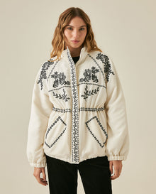 Womens Jacket Parka Style Quilted Polyester Raw Ivory Embroidery - Raw 63_721H006_CRU110103_0