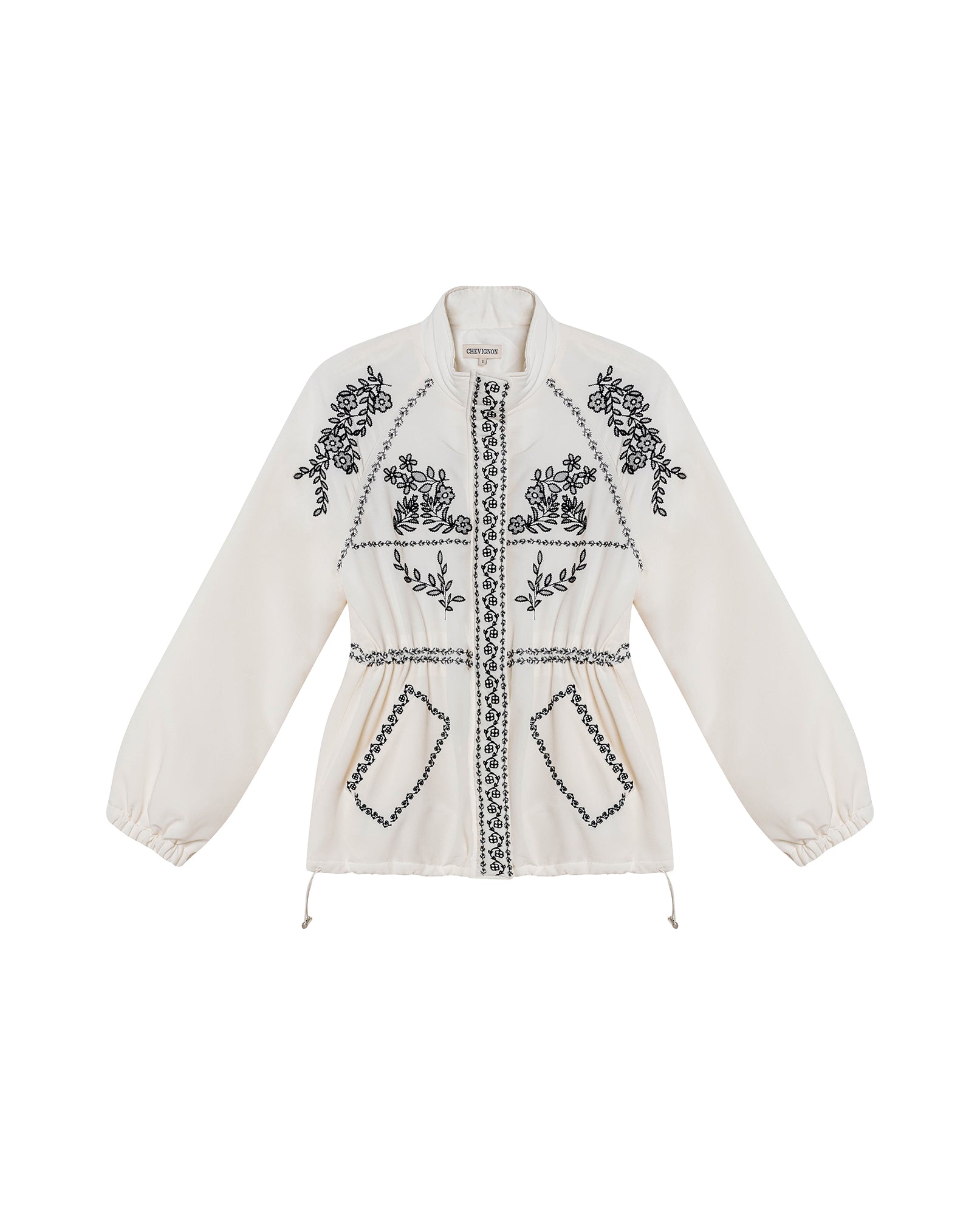 Womens Jacket Parka Style Quilted Polyester Raw Ivory Embroidery - Raw 63_721H006_CRU110103_3