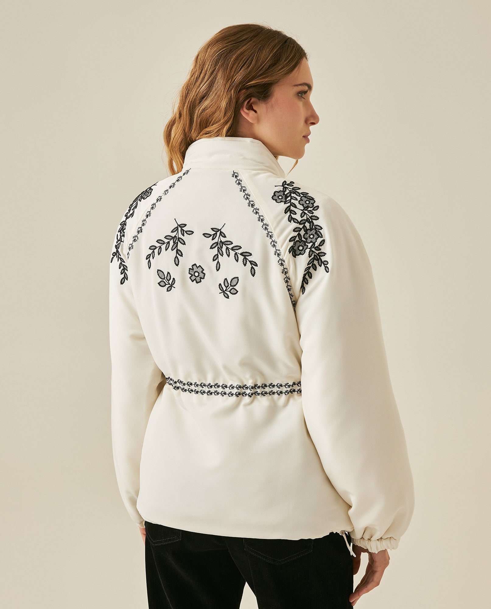 Womens Jacket Parka Style Quilted Polyester Raw Ivory Embroidery - Raw 63_721H006_CRU110103_6