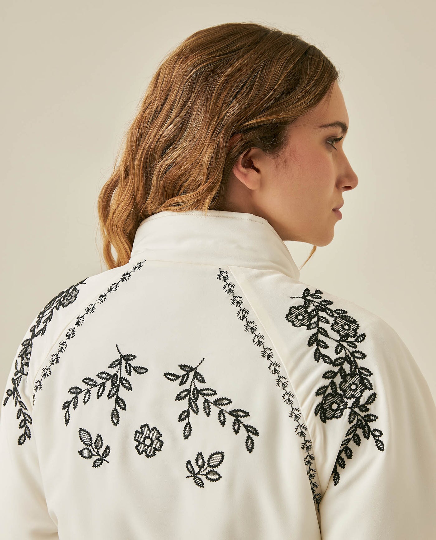 Womens Jacket Parka Style Quilted Polyester Raw Ivory Embroidery - Raw 63_721H006_CRU110103_7