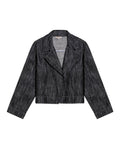 Womens Jacket Blazer Crop Style Cotton Denim Lightweight - Black 63_721H007_NEG194004_3
