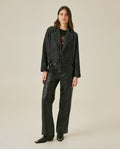 Womens Jacket Blazer Crop Style Cotton Denim Lightweight - Black 63_721H007_NEG194004_4