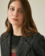 Womens Jacket Blazer Crop Style Cotton Denim Lightweight - Black 63_721H007_NEG194004_5
