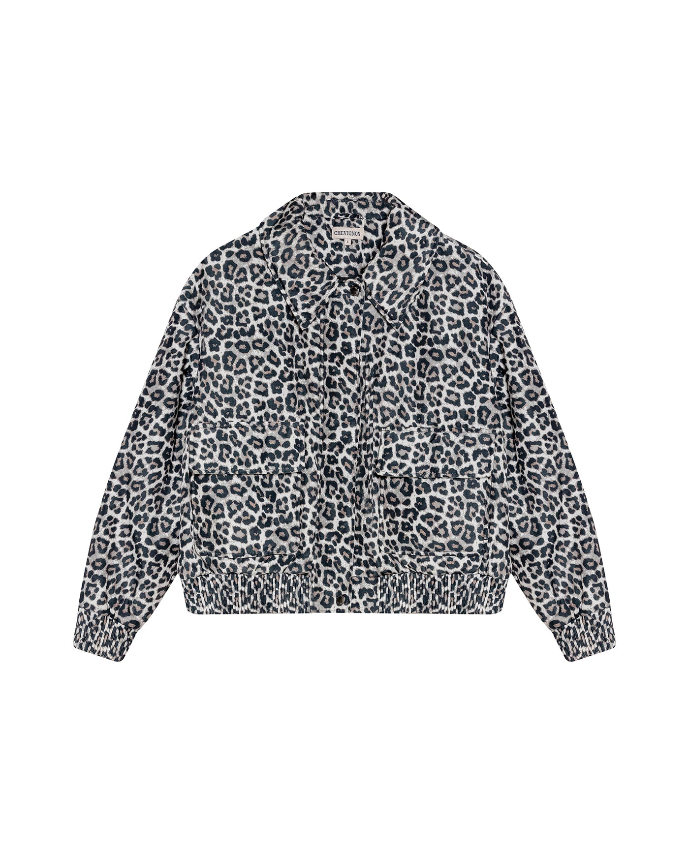 Womens Jacket Bomber Animal Print Polyester Quilted Shirt Collar - Brown 63_721H008_CAF181314_3