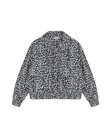 Womens Jacket Bomber Animal Print Polyester Quilted Shirt Collar - Brown 63_721H008_CAF181314_3