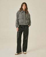 Womens Jacket Bomber Animal Print Polyester Quilted Shirt Collar - Brown 63_721H008_CAF181314_4
