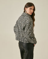 Womens Jacket Bomber Animal Print Polyester Quilted Shirt Collar - Brown 63_721H008_CAF181314_6
