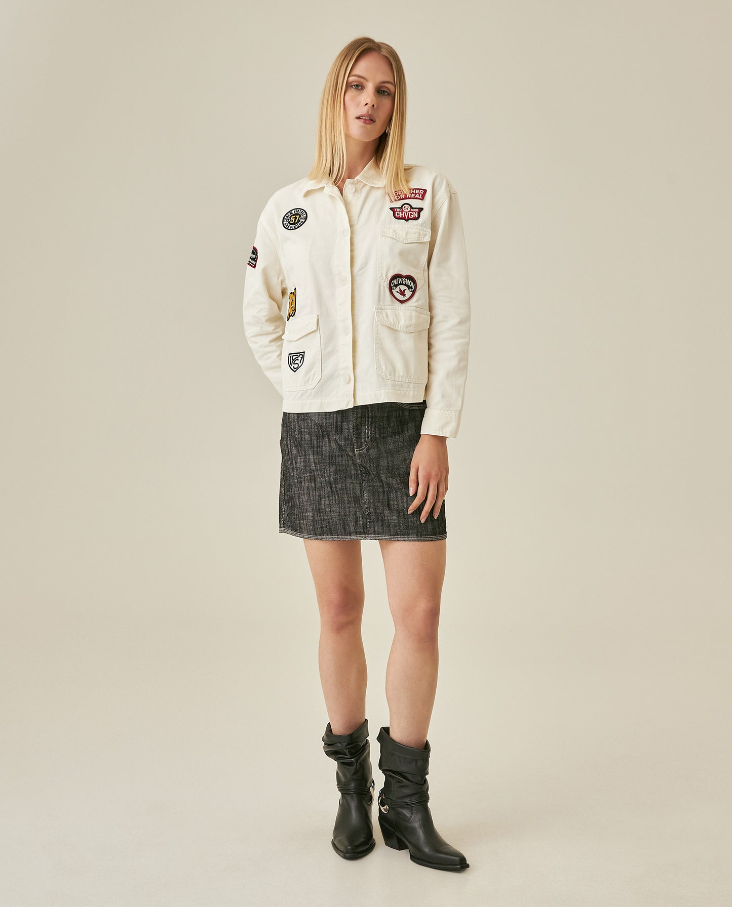 Womens Jacket Shacket Wide Silhouette Cotton Denim Lightweight - Raw 63_721H010_CRU114302_4