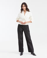 Women's Semi-Fitted Cropped Blazer with Corrugated Texture in Polyester-Elastane - 2
