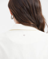 Women's Semi-Fitted Cropped Blazer with Corrugated Texture in Polyester-Elastane - 5
