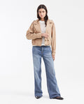 Women's Cropped Trench Jacket with Peach Touch in Polyester-Polyamide-Cotton - 2