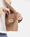 Women's Cropped Trench Jacket with Peach Touch in Polyester-Polyamide-Cotton - 3