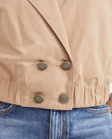 Women's Cropped Trench Jacket with Peach Touch in Polyester-Polyamide-Cotton - 5
