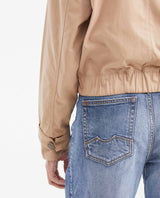 Women's Cropped Trench Jacket with Peach Touch in Polyester-Polyamide-Cotton - 7