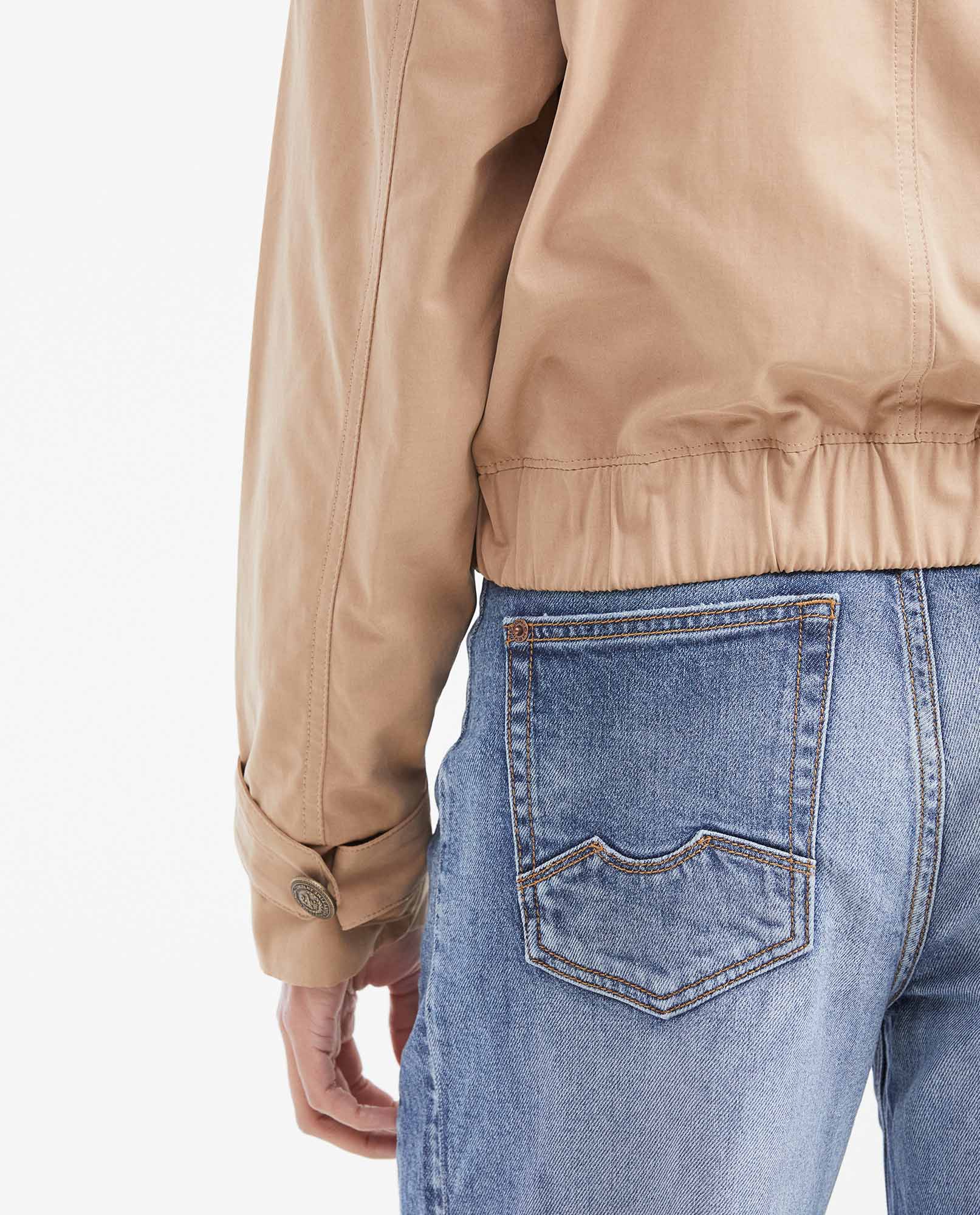 Women's Cropped Trench Jacket with Peach Touch in Polyester-Polyamide-Cotton - 7