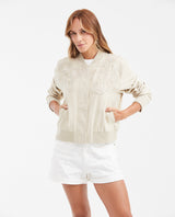 Women's Bomber Jacket with Sequin Floral Embroidery in Rayon-Polyester - 1