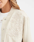 Women's Bomber Jacket with Sequin Floral Embroidery in Rayon-Polyester - 3