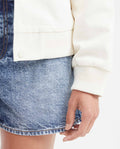 Women's Varsity Bomber Jacket with Velveteen Floral Appliqués in Cotton - 4